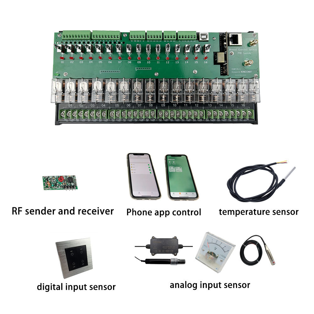 KinCony E16P 16CH ESP32 PoE Ethernet Relay Module