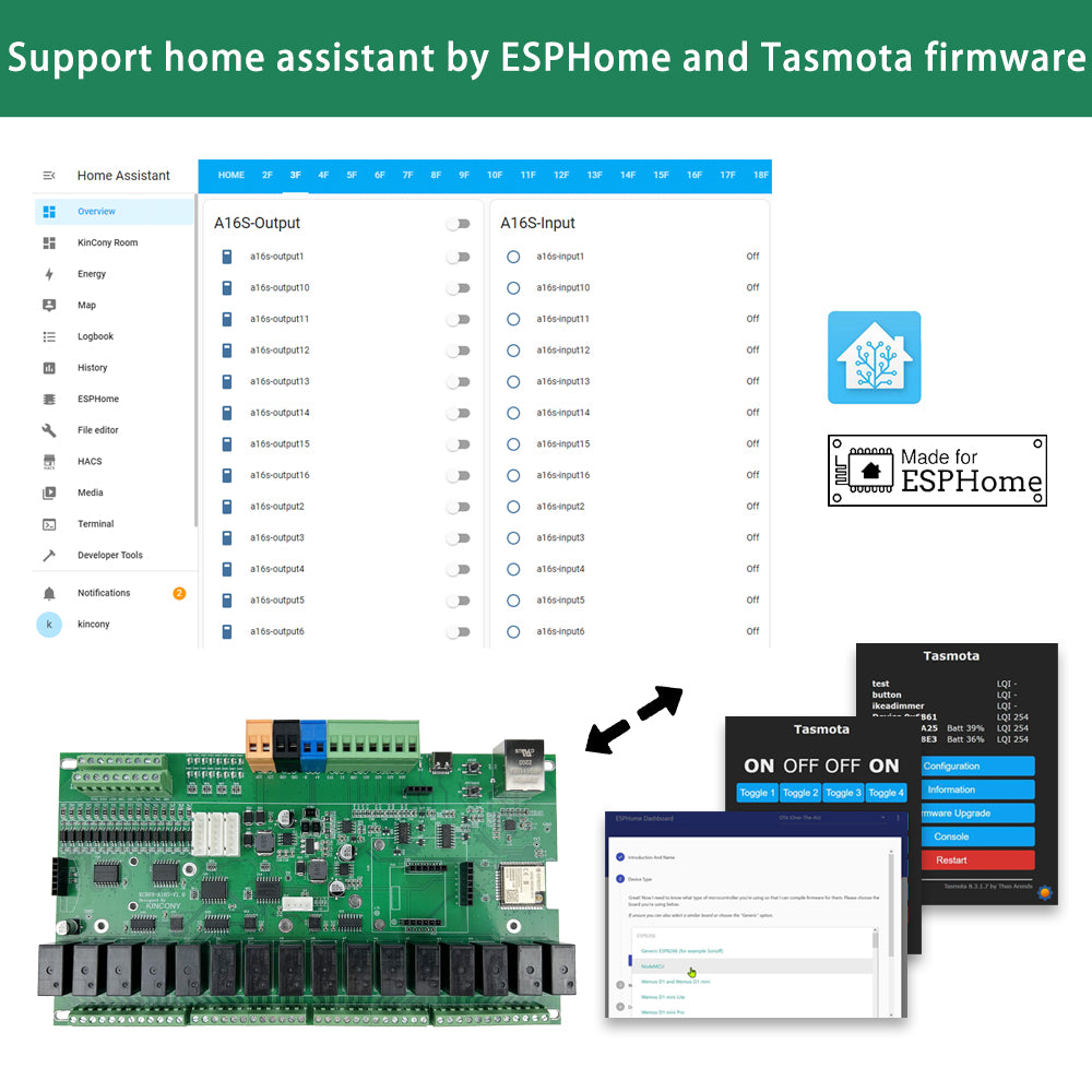 KinCony A16S 16 Channel ESP32 4G Relay Board