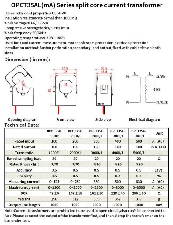 250A CT Clamp Current Sensor