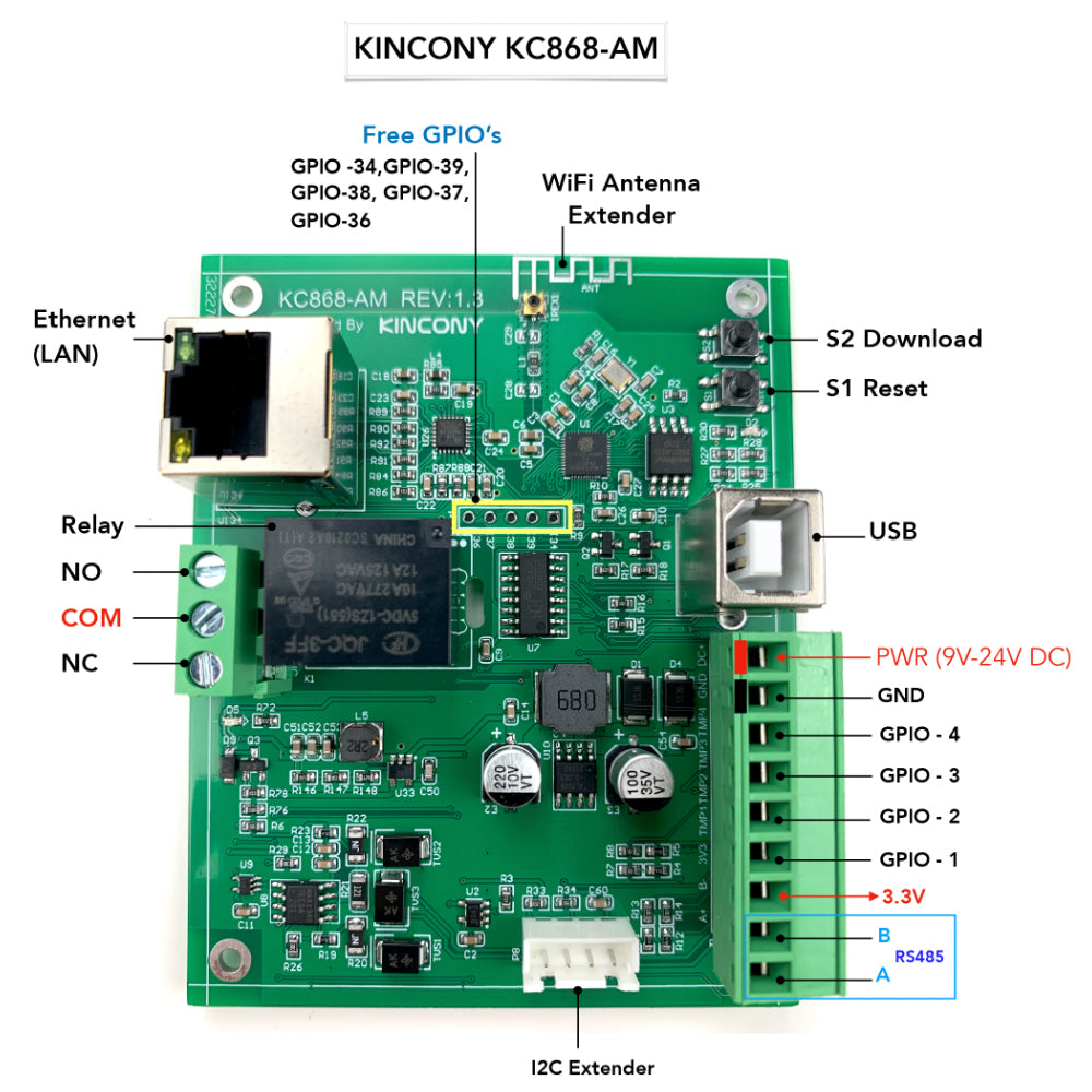 KinCony KC868-AM ESP32 IO Expansion Board